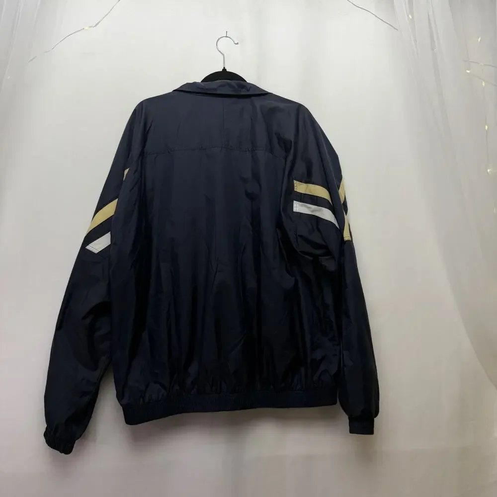 VTG 90s Champion Navy‎ and Stripe Mesh Lined Windbreaker Rain Jacket Mens XL